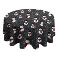 thumbnail image 4 of Black Christmas Snowman Pattern Round Tablecloth 60"x60",Wrinkle Wipeable Table Cloth for Kitchen Dining Room Picnic Patio Party, 4 of 6