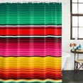 thumbnail image 2 of Mexican Style Bathroom Shower Curtains with 12 Hooks Waterproof Shower Curtain for Stalls and Bathtubs Colorful Mexico Stripes Green Red Pink Decorative Bathroom Privacy Curtain 60x72 Inches, 2 of 9