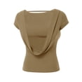 thumbnail image 6 of hoksml Women's Open Back Short Sleeve Crop Top, Stretchy Fitted Tee, Solid Color Scoop Neck Casual T-Shirt, 6 of 8