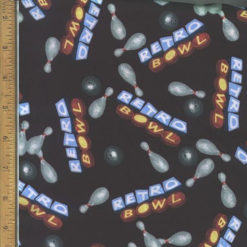 44" Wide Fabric "Retro Bowl, Bowling" Fabric By the Yard By Cranston