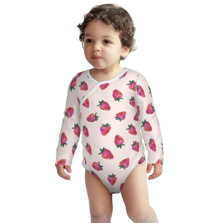 

Fotbe Hand Drawn Strawberry Pattern Unisex-baby Long-sleeve Bodysuit Long Sleeve Bodysuits One-piece 100% Organic Cotton for Infant Baby Boys Unisex-2 Years