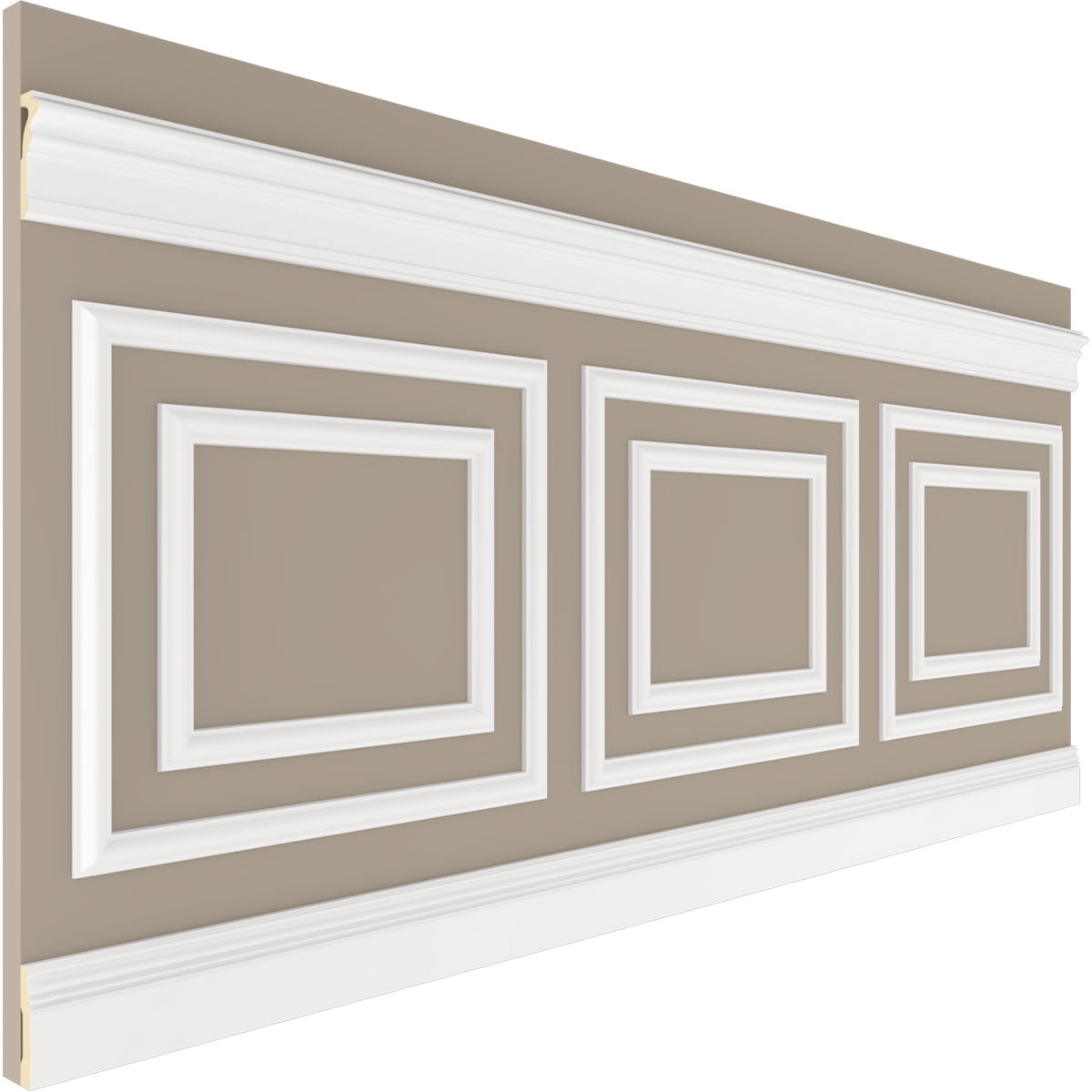 Ekena millwork 94 1/2"L (Adjustable 40"H to 44"H) Ashford Square Double Panel Traditional Wainscot Paneling Kit