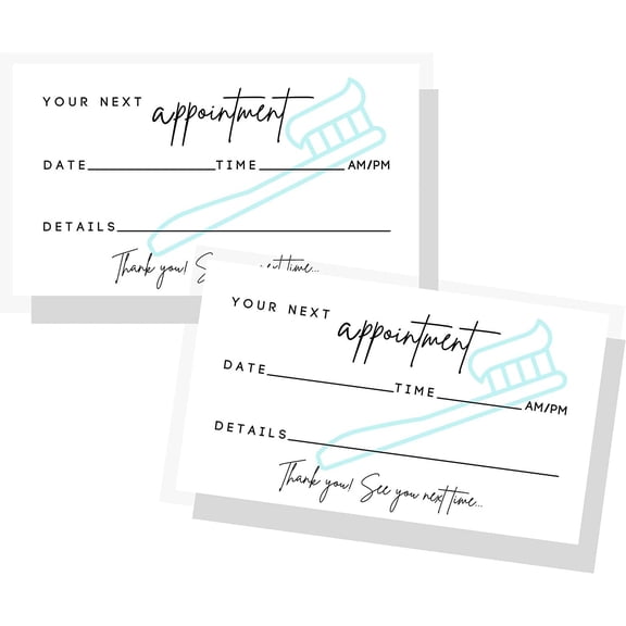 Dental Appointment Reminder Cards  50 pack  Teeth Whitening, Dental Office, Client Reminder, Patients, Pediatric Dentist, Orthodontics, Bulk 2x3.5 Minimalist Teal Tooth