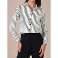 thumbnail image 2 of DARING DIVA Women's Striped Button Down Long Sleeve Elegant Work Shirt S White Black, 2 of 6