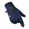 thumbnail image 3 of Xfvqtps Mens Reflective Zipper Gloves Touch Screen Plush Thick Warm Windproof Waterproof Non-Slip Fishing Running Cycling Driving Hiking Work Gloves Blue, 3 of 5