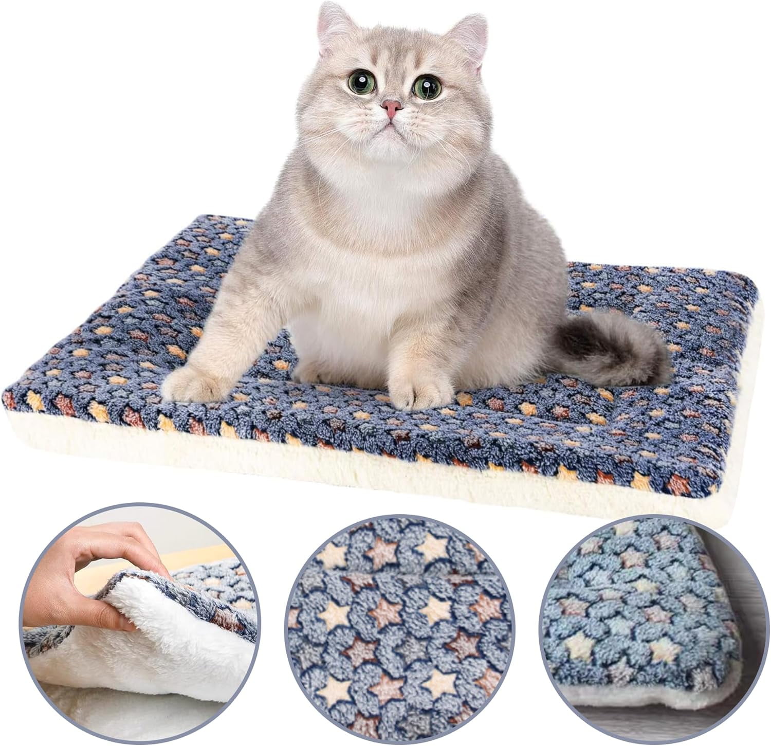 Cozy Calming Cat Blanket Dog Blanket: 5 Sizes Flannel Cloth Self Warming Cat Mat, Ultra Soft Pet Beds for Small Medium Large Pet Dogs, Reversible Fleece Dog Crate Kennel Mat Cat Bed Liner (B, XL)