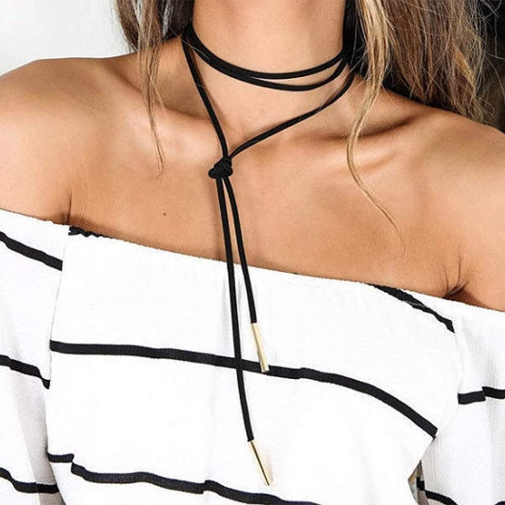 Bohemia Black Suede Choker Necklace 