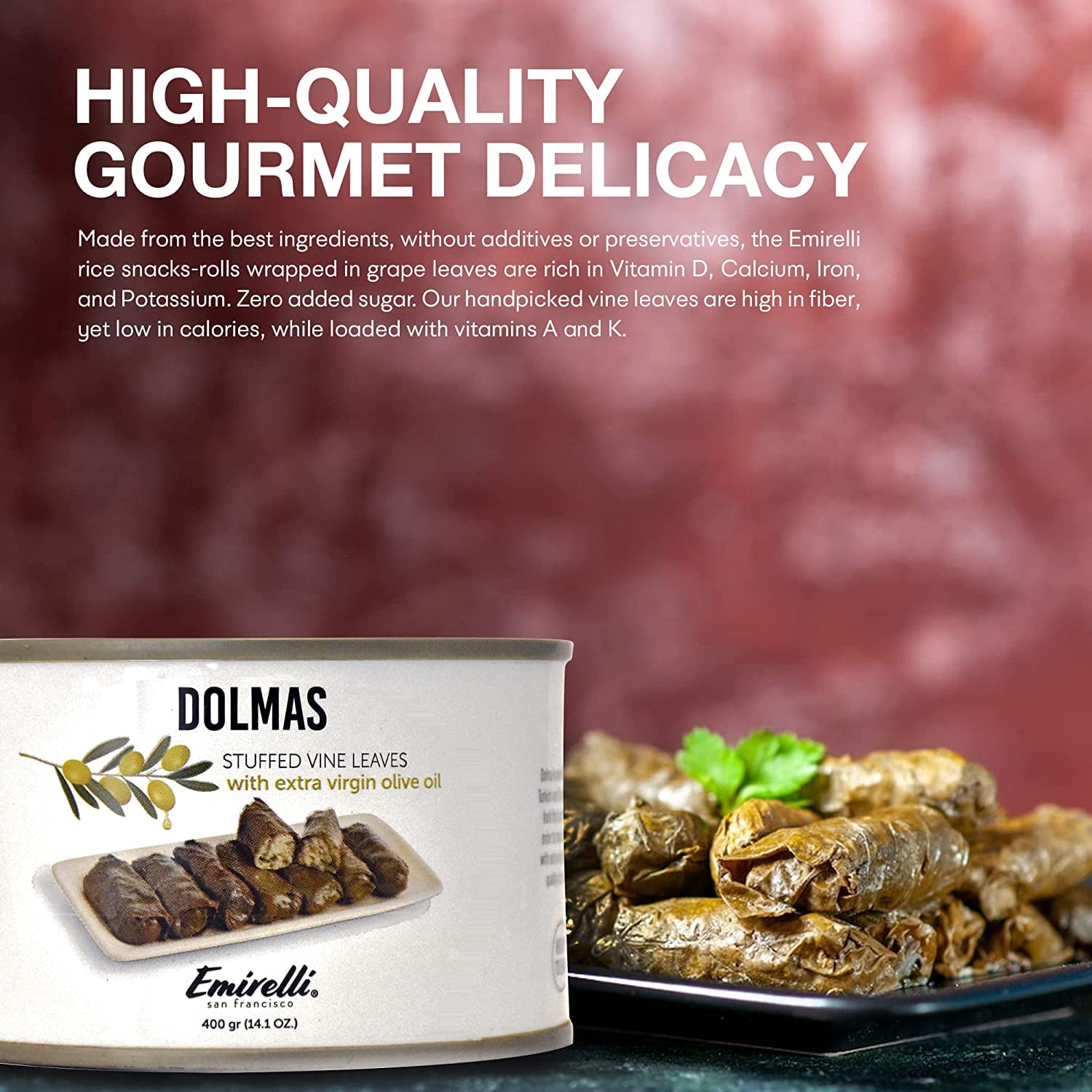 (Pack Of 6) Emirelli Dolmas Vine Leaves Rice Extra Virgin Olive Oil 14.1 Oz