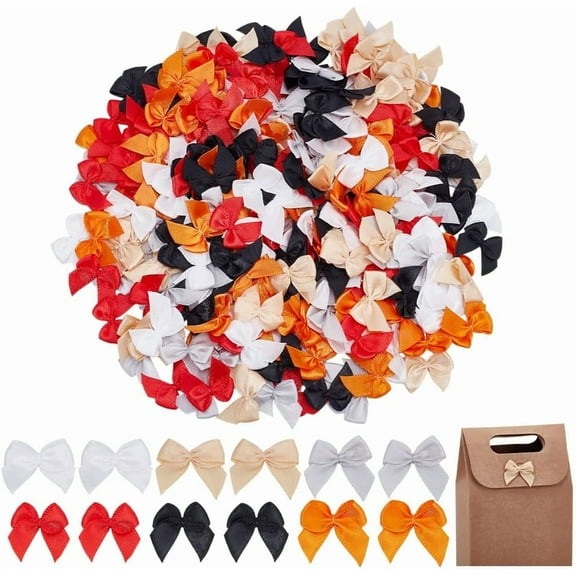 240 Pcs Mini Ribbon Bows 6 Colors Mini Fabric Satin Ribbon Flower Bows Craft Tiny Bows for Craft DIY Sewing Wedding Birthday Party Valentine's Day Gift Box Ornament Scrapbooking