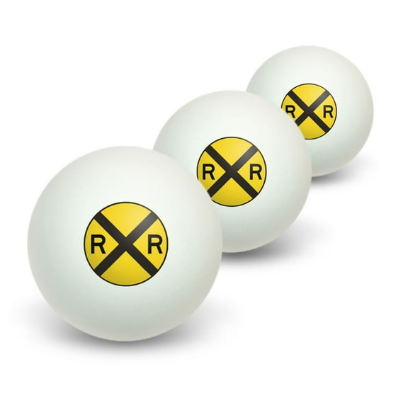 Railroad crossing Traffic Sign - Train Novelty Table Tennis Ping Pong Ball 3 Pack