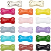 1 Box 34Pcs 17 Colors Bone Shaped Beads Bulk Bones Bead Metal Alloy Colorful Pet Animals Large Hole Dog Bone Loose Space Beads for Bracelets Necklace DIY Crafts Accessories