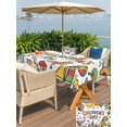 thumbnail image 5 of Outdoor Tablecloth with Umbrella Hole for Patio/Picnic/Party/Camping, Children's Day Waterproof Table Cloth Rectangle Table Cover Washable, Car Tree Stars Modern Abstract Art Cartoon (60"x 120"), 5 of 8