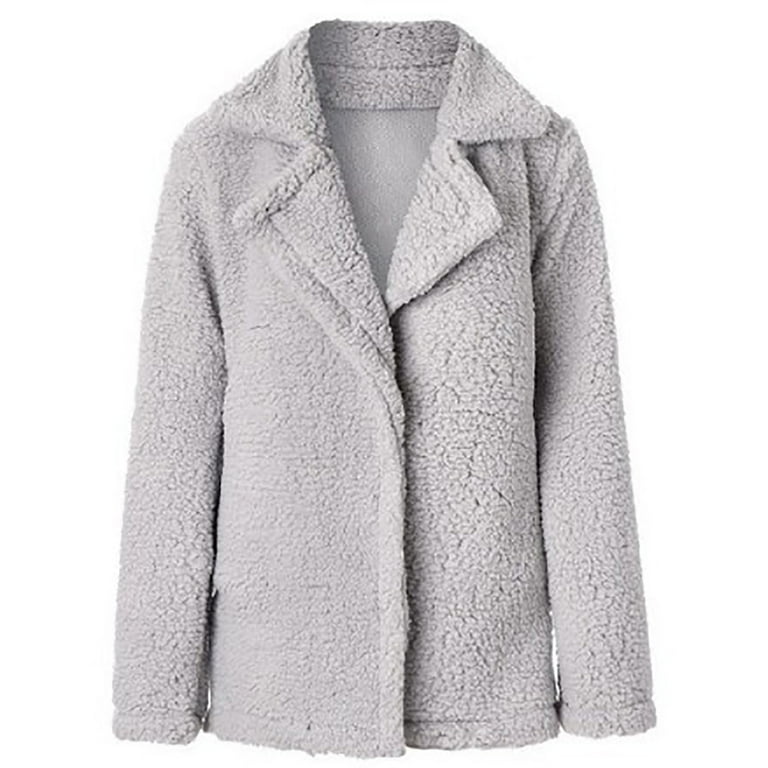 Ecqkame Winter Jackets for Women Teddy Bear Fleece Oversized-Fit