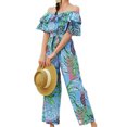 thumbnail image 1 of Monos De Mujer Mono de gasa con estampado floral Mamelucos casuales de una pieza para el trabajo (Azul M) Cgtredaw Para estrenar, 1 of 1