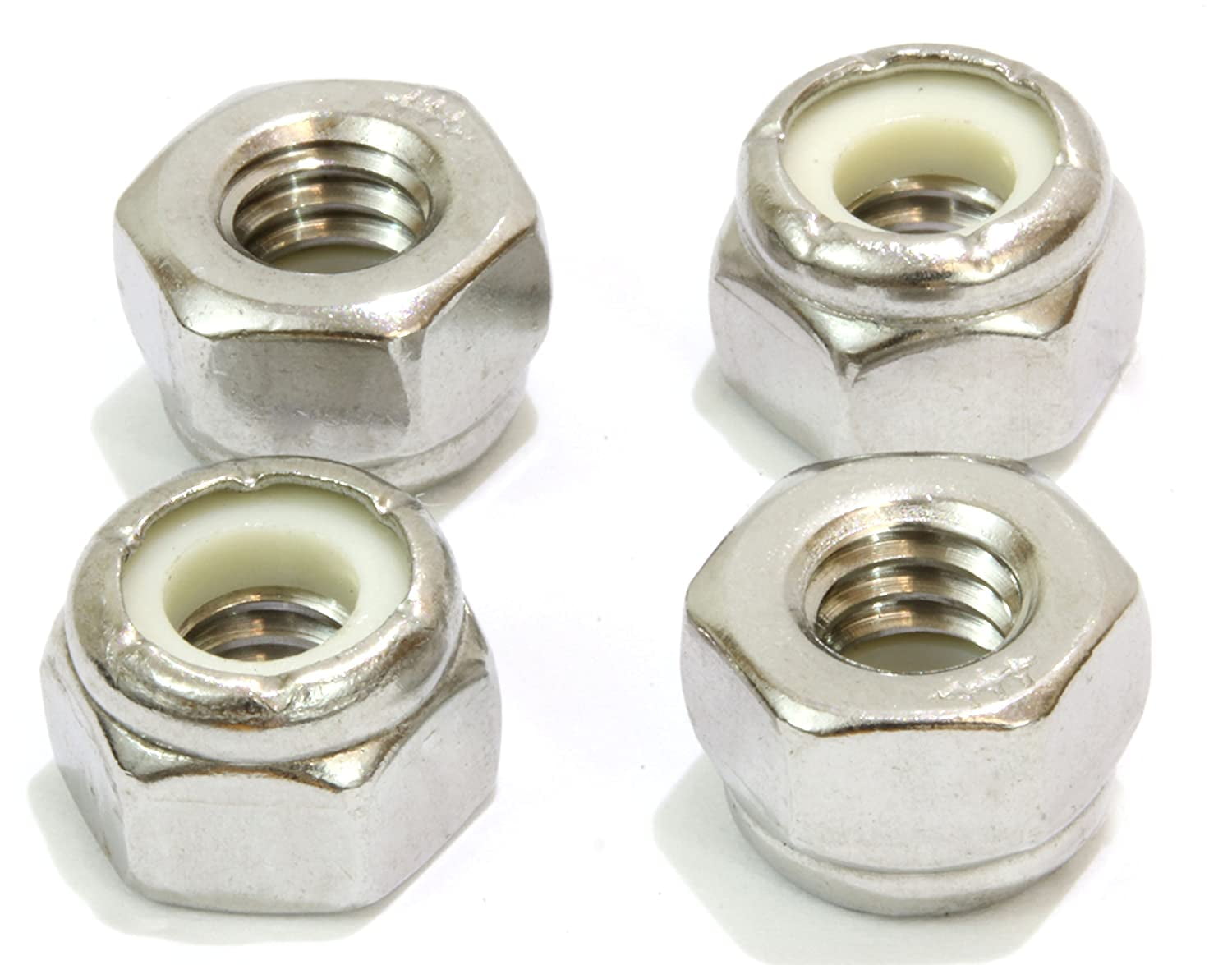 3/8"-16 Inch Lock Nut (100 Pack) Stainless Steel Finish Hex, 304 18-8 Stainless Steel with Nylon Insert, by Bolt Dropper