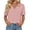 Pink, variant on Women Short Sleeve V Neck Summer Casual Basic Tee Polo Tops