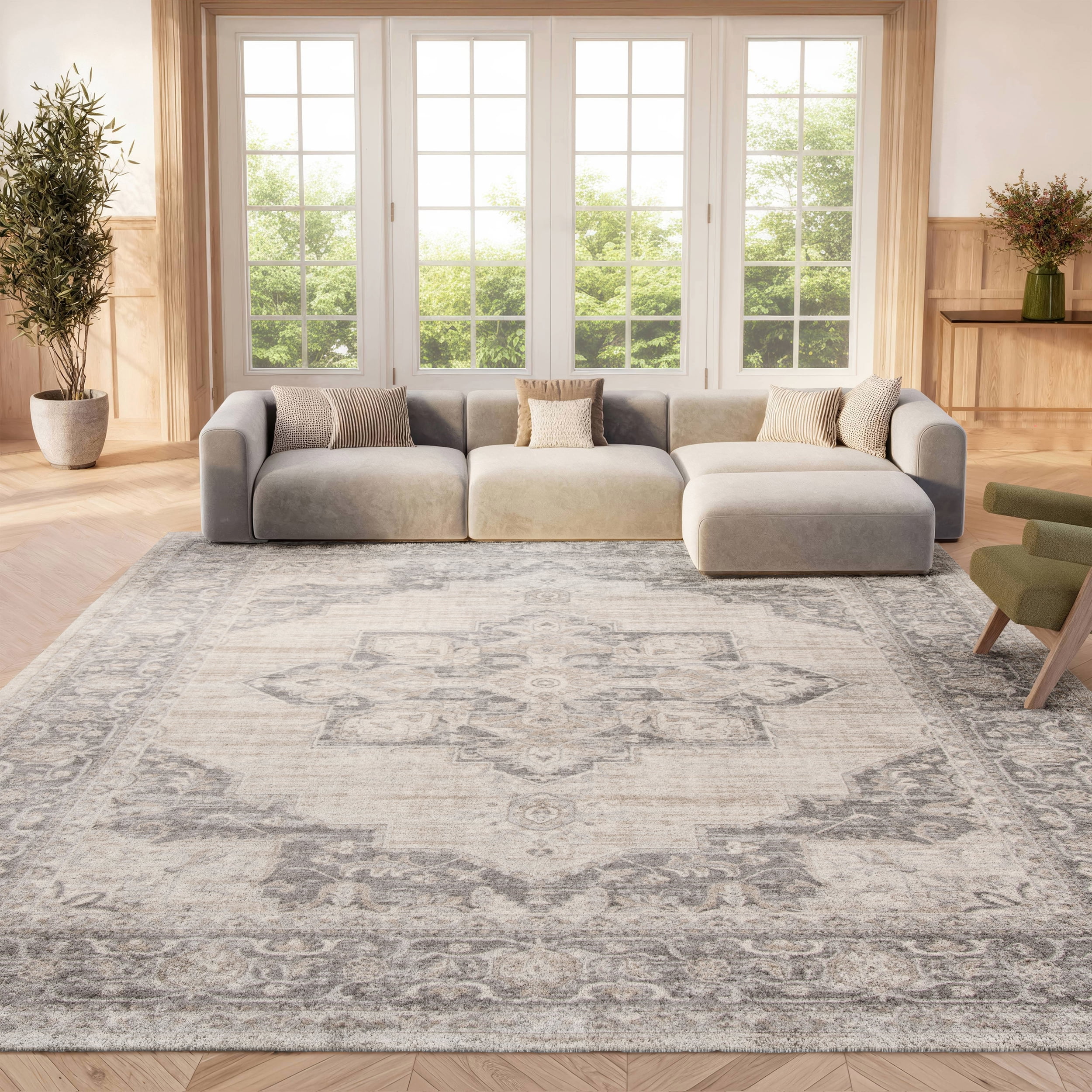 SAFAVIEH Brentwood Salah Oriental Area Rug, Cream/Gray, 12' x 18'