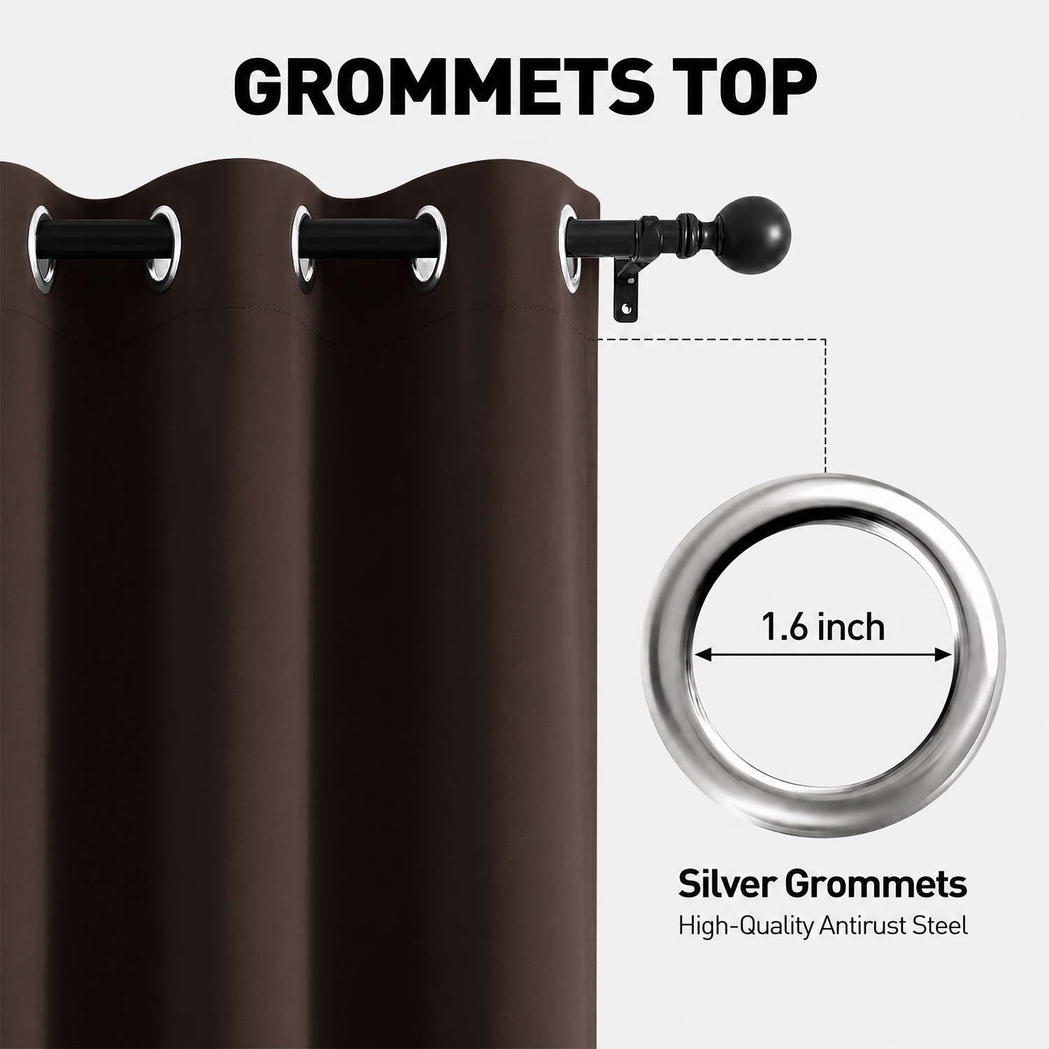 Cshidworld Blackout Curtains, 52"x72", Set of 2, Thermal Insulated, Brown photo 5