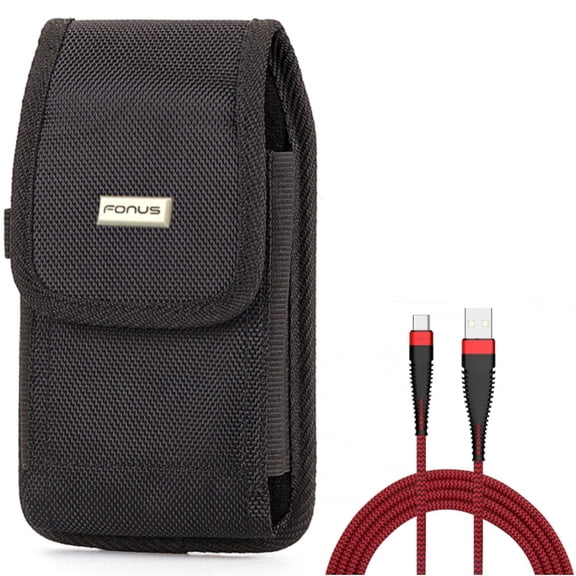 Case Belt Clip w 10ft USB-C Cable for Samsung Galaxy A73 5G,A53 5G,A33 5G,A13 5G,A03s Phones - Rugged Holster Canvas Cover, Type-C Charger Cord Power Wire