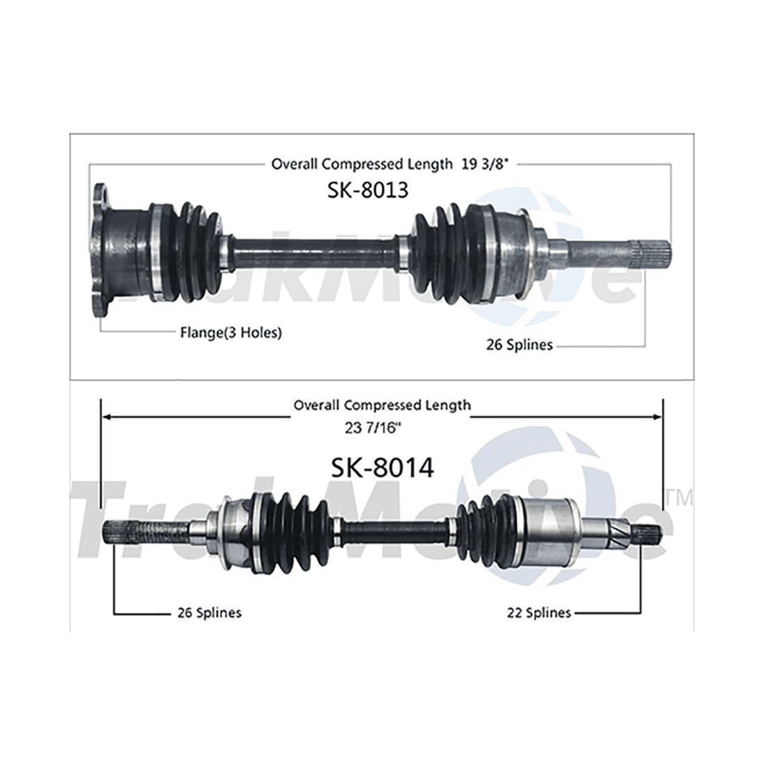 TrakMotive Front CV Axle CV Joint Shaft Assembly Assembly For Geo