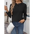 thumbnail image 6 of Waffle Knit Shirts for Women Black L, 6 of 8