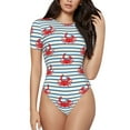 thumbnail image 1 of Kdxio Mignons Crabes Rouges avec Imprimé Nautique Justaucorps à Manches Courtes pour Femmes Col Rond Modal Doux Confortable Ajustement Aguichant Haut-TTG, 1 of 7