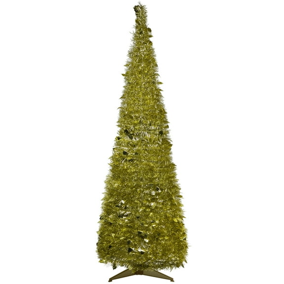 Northlight Tinsel Pop-Up Artificial Christmas Tree - 6' - Gold - Unlit