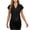 Black, variant on Women's V-Neck Button Front Blouse Short Sleeve Shirt Casual Fashion Tailored Fitted Polished Lightweight Poplin Top, Blue M