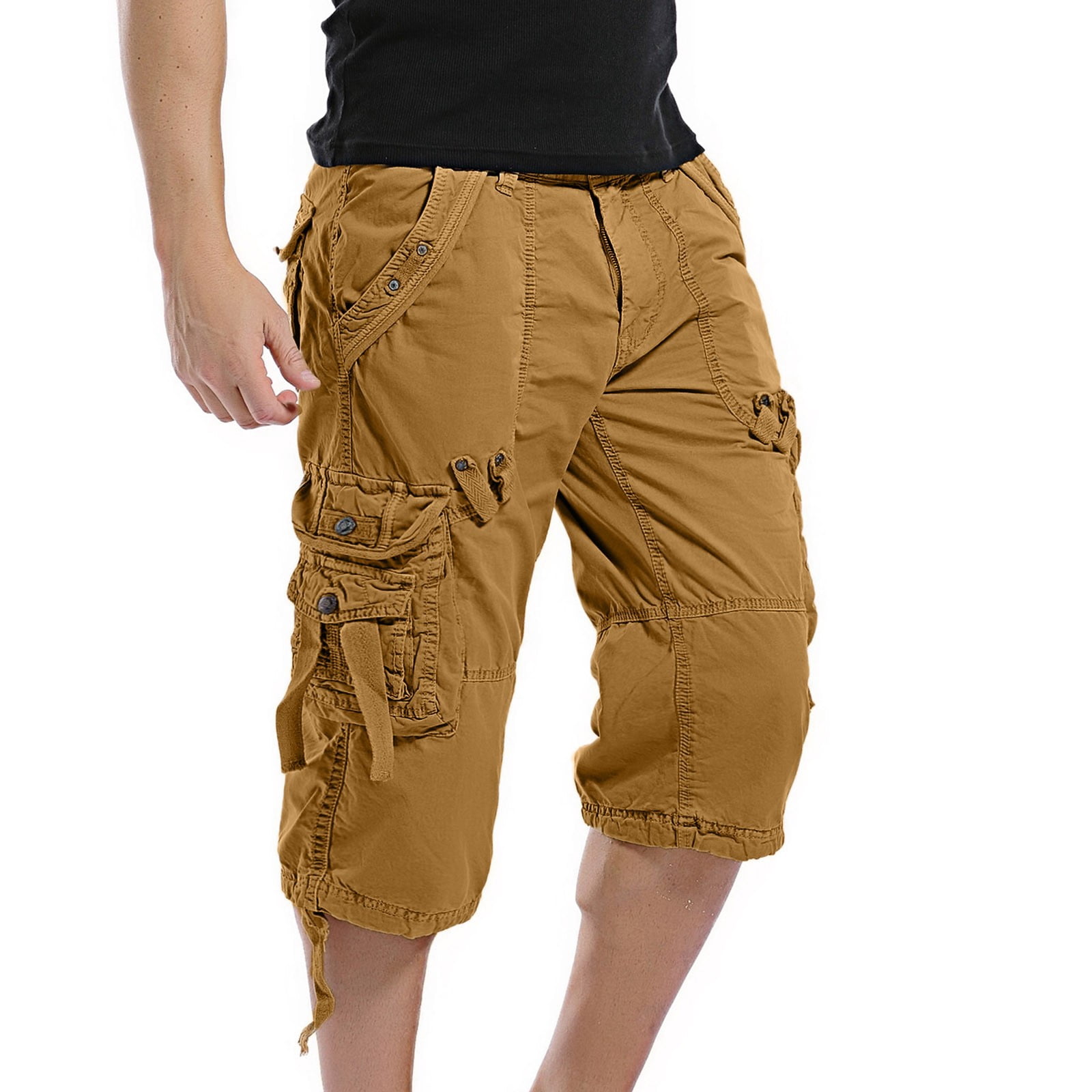 MSJUHEG Mens Shorts Men'S Shorts Sports Solid Color Multi Pocket