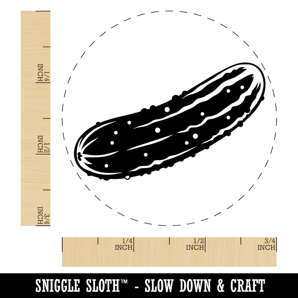 Dill Pickle Cucumber Self-Inking Rubber Stamp Ink Stamper - Black Ink - Small 3/4 Inch