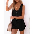 thumbnail image 3 of Summer Sleeveless Women Casual Low Round Neck Romper Jumpsuit Shorts with Pockets, 3 of 5