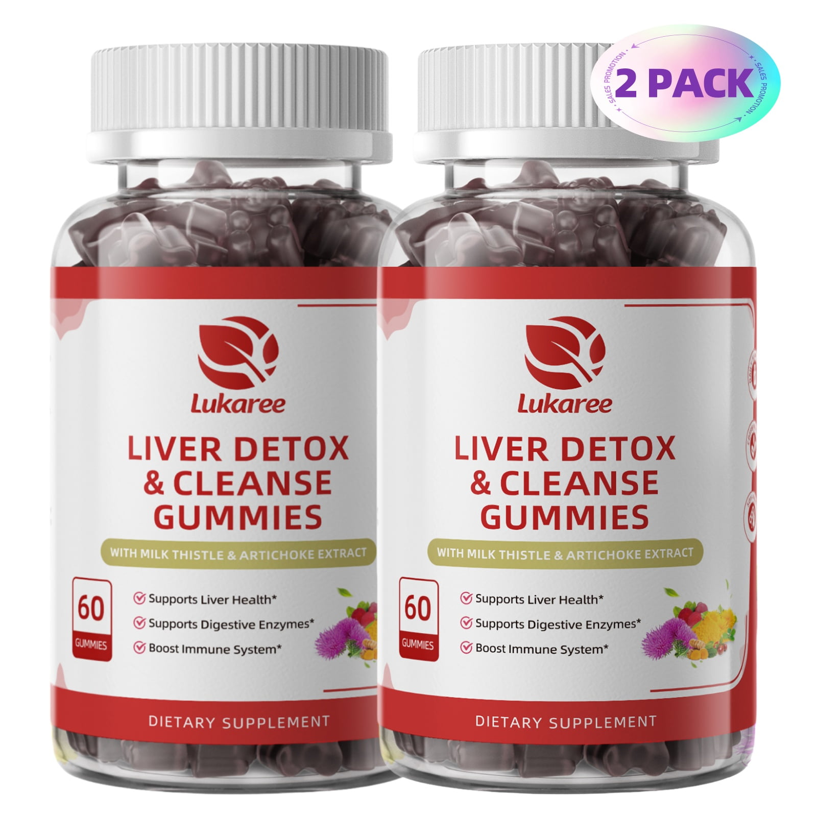 Liver Detox & Cleanse Gummies – Milk Thistle, Artichoke, Dandelion, Beet Root & Choline – Natural Liver Support & Antioxidant Supplement – 120 Gummies