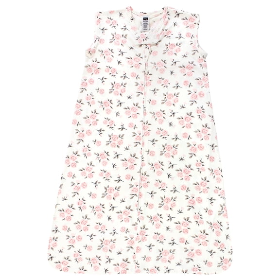 Hudson Baby Infant Girl Cotton Sleeveless Wearable Sleeping Bag, Sack, Blanket, Neutral Pink Floral, 0-6 Months