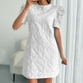 thumbnail image 6 of Hvot&aat Women's Elegant Jacquard Dress Puff Short Sleeve Crew Neck Knee Length Party Cocktail Dresses, 6 of 6