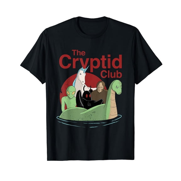 Cryptids Shirt Alien Bigfoot Mothman Loch Ness Monster Black T-Shirt