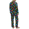 thumbnail image 2 of SCRAWLGOD Paws Print Heart 2 Pack Mens Pajama Set, Soft Long Sleeve Sleepwear with Pockets, Cozy Lightweight Notch Collar Button-Down Pjs for Men with Elastic Band, S, 2 of 6