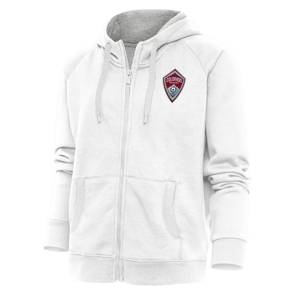 Women's Antigua White Colorado Rapids Logo Victory Full-Zip Hoodie