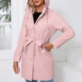 thumbnail image 4 of ameIAEA Womens Long Sleeve Hooded Jacket Windproof Waterproof Trench Coat Travel Hiking Overcoat with Belt, 4 of 7