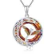 WINNICACA Fire Phoenix Necklace 925 Sterling Silver Purple Crystal Pendant Phoenix Rising Jewelry Birthday Valentines Mothers Day Gifts for Women