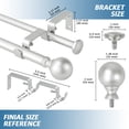 thumbnail image 4 of Urbanest Adjustable Double Curtain Rod Set Metal with Decorative Ball Finials, Heavy-Duty, 48"-84", Antique Silver/Pewter, 4 of 9