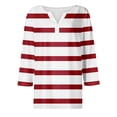 thumbnail image 4 of JULMCOMO Going Out Tops for Women Button Decor V Neck Tops 3/4 Sleeve Summer T-Shirts Striped Print Casual Dressy Tops Tunic, 4 of 5