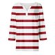thumbnail image 4 of Camiseta de mujer Camiseta Estampado Botón Manga 3/4 Diario Fin de semana Moda Básico Escote en V Regular Top Rojo/XL, 4 of 5