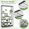 thumbnail image 3 of Spaco 6-Tier Tall Plant Stand, 71 Inch Metal Plant Shelf with 10 Hanging Hooks for Indoor and Outdoor, Black, 3 of 9