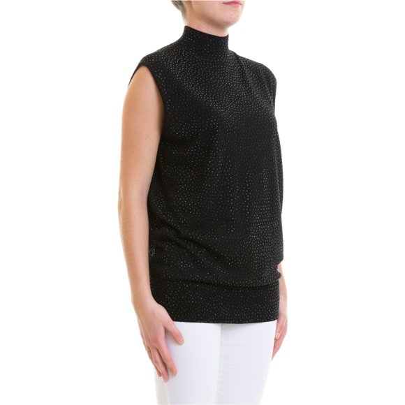 Armani Blusa de túnica de punto con tachuelas para mujer, negro, 46 (US 10)