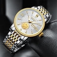 thumbnail image 3 of GUANQIN Relief Auspicious Tiger Inlaid Diamond Dial Automatic Self-Winding Mechanical Men Wrist Watch Business Stainless Steel Sapphire Crystal Waterproof Clock Luminous Day Date, 3 of 7