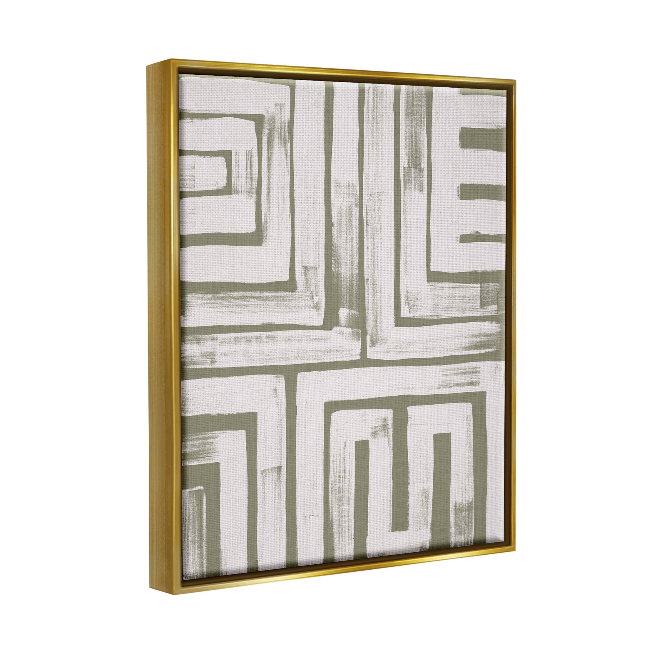 Stupell Industries Square Shape Abstract Pattern Graphic Art Metallic Gold Floating Framed Canvas Print Wall Art, Design by June Erica Vess