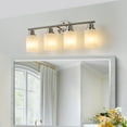 thumbnail image 4 of 4-Light Brushed Nickel Vanity Bathroom Mirror Light, Wall Sconce with Frosted White Glass Shades for Bedroom Bathroom Dressing Room, 4 of 8