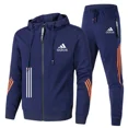 thumbnail image 2 of Sudadera con capucha y pantalones con cremallera de primavera y otoño para hombre de 2 piezas, traje de jogging transpirable de alta calidad a la moda para ocio y fitness 2024, 2 of 4