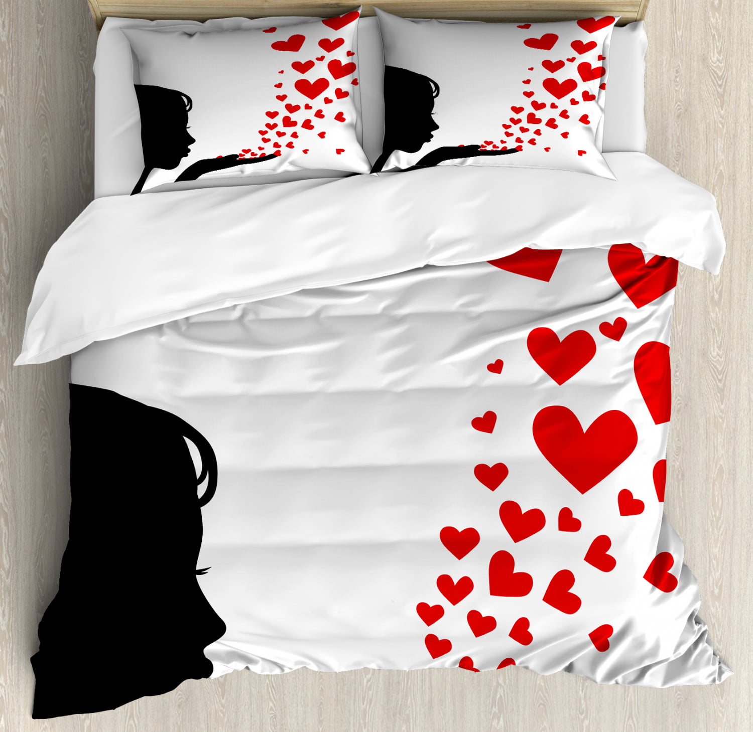 Piece Bedding Set With 2 Pillow Shams, Red Black And White Duvet Cover
