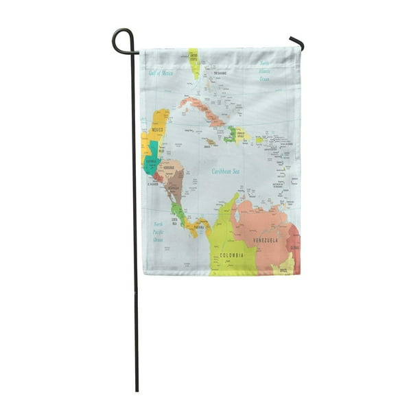 JSDART Cuba Central America Map Highly Detailed Rico Puerto Panama Salvador Garden Flag Decorative Flag House Banner 12x18 inch